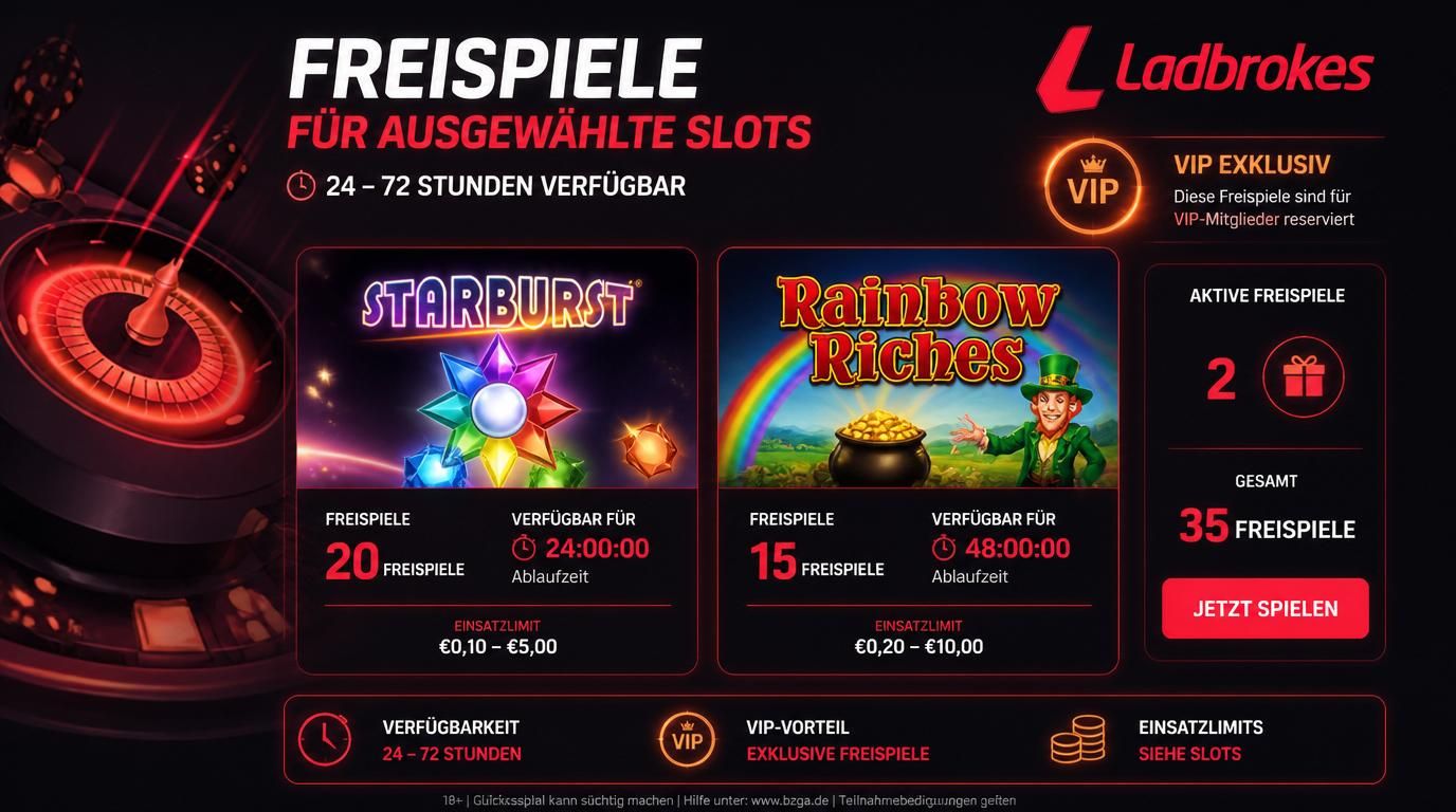 Freispiele-Angebot mit Zeitrahmen und VIP-Status.