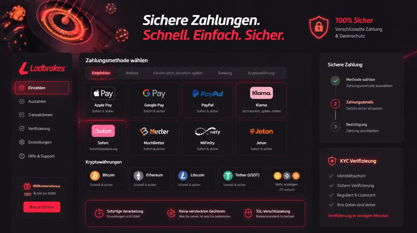 Symbolische Icons moderner Zahlungsmethoden und Sicher-Elemente.
